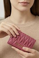 Miu Miu Matelassé Nappa Leather Zipped Card Holder in Pink