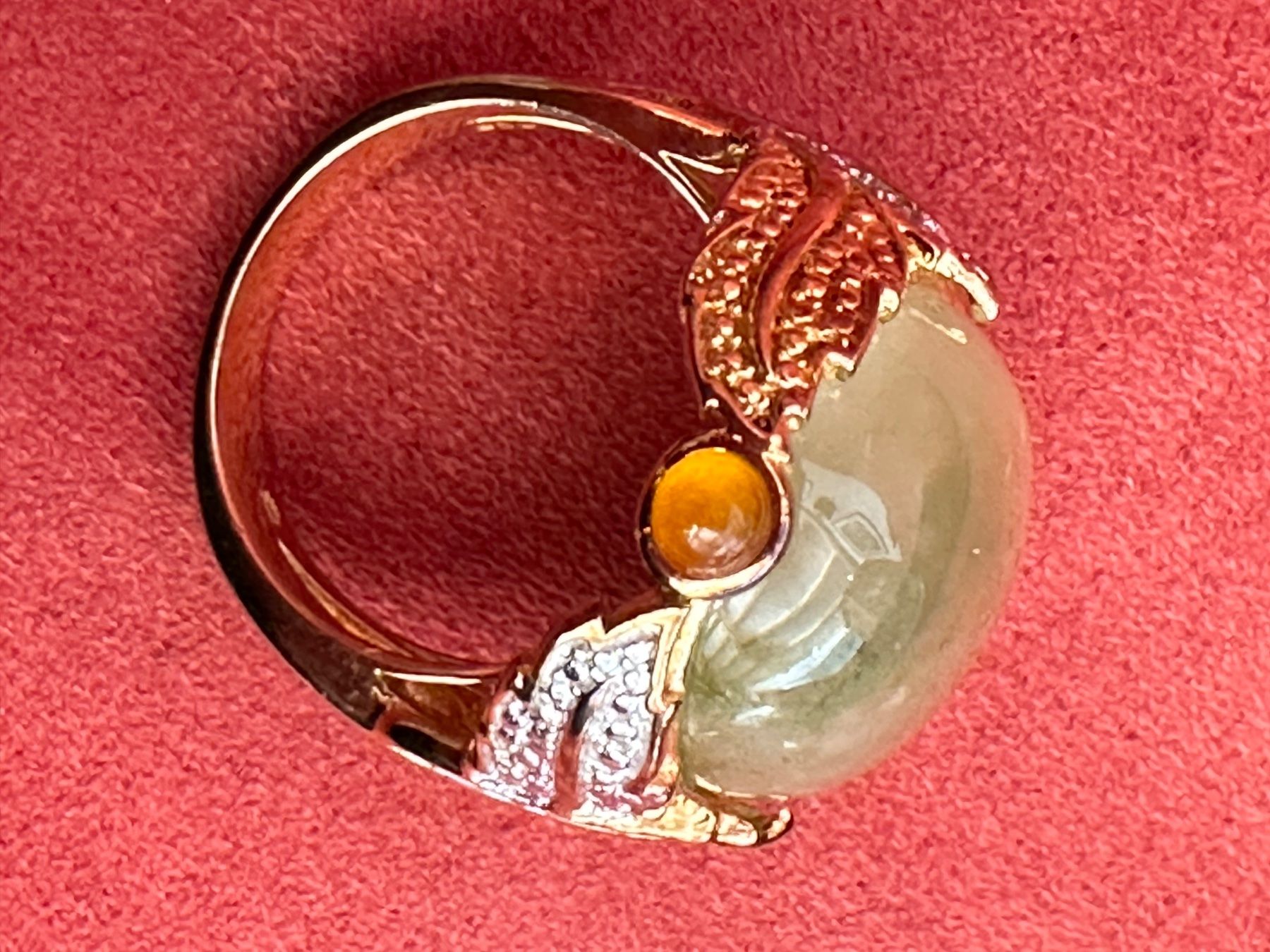 Anelli: Grosser Halbedelstein Ring Silber vergoldete – Usato da Herbriggen venduto da Sehrazade 1