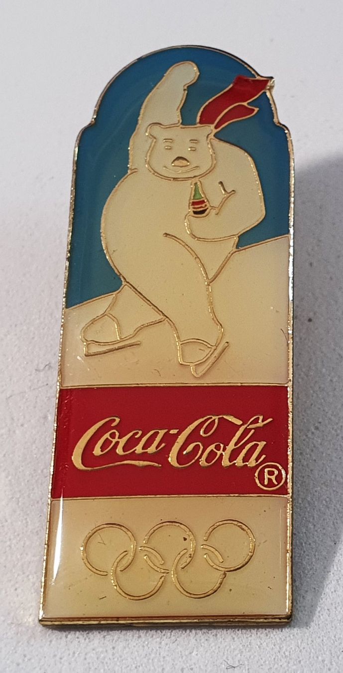 Placchette & Badge: Z527 - Pin Olympic Winter Games Coca Cola Eisbär – Usato da Reinach BL venduto da Boston-Verkauf