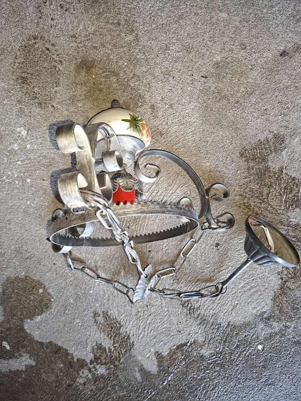 Lampade: Antike Hängelampe Metall Keramik  – Usato da Thun venduto da manimax 2