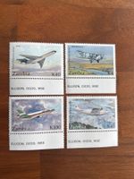 Sambia Flugzeug Briefmarken, 4er Set, Top Zustand!