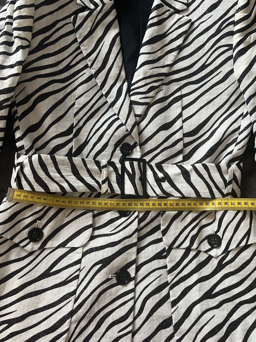 Kooples Vestes: The Kooples new linen Blazer Zebra Pattern Belted Size 36 – Neuf (Voir description) à Chêne-Bougeries par Seetooyoo 3