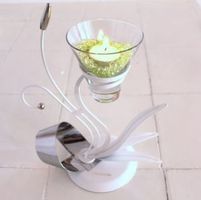 Bougeoir métal et verre, simple