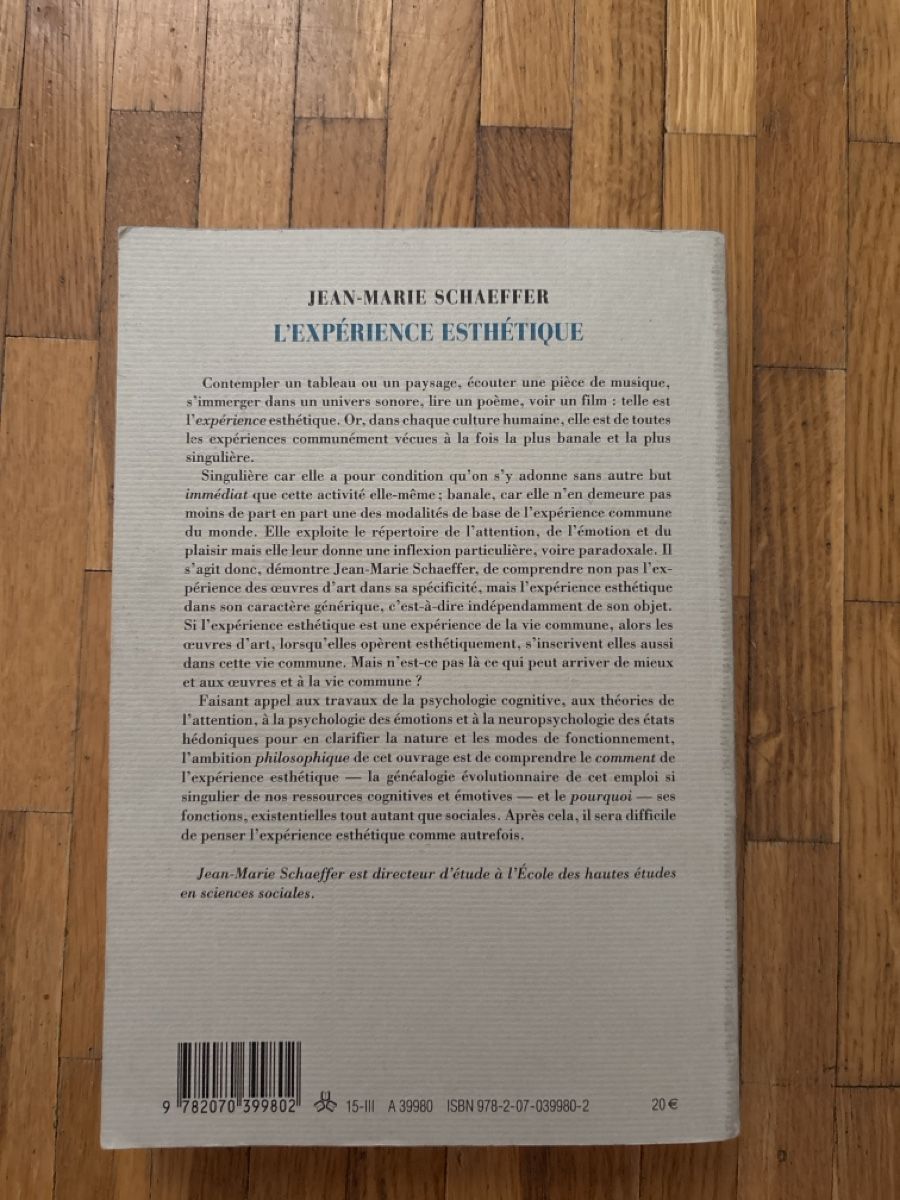 Bücher: L'Expérience Esthétique Jean-Marie Schaeffer Book – Gebraucht aus Le Grand-Saconnex von mar_wby6 3