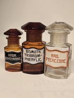 3 Antique Apothecary Jars - Glass & Amber Bottles