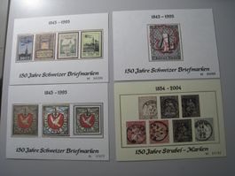 150 Jahre Schweizer Briefmarken  4 Stück