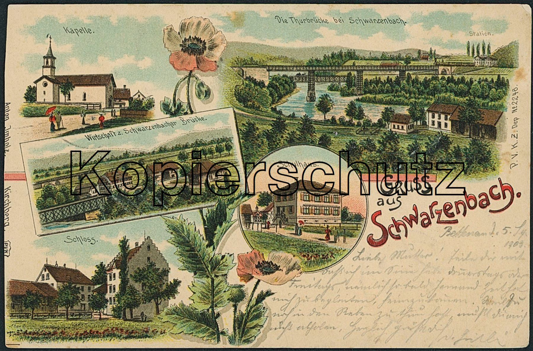 Ansichtskarten: SG Schwarzenbach - Litho - Jonschwil – Gebraucht aus Schindellegi von Jonathan77