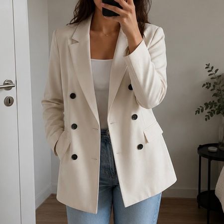Damen Blazer Jacke, creme-farben, Grösse 36/S