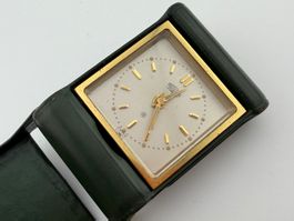 Tischuhr / reiseuhr mit Wecker ANGELUS Handauszug 8 Tage