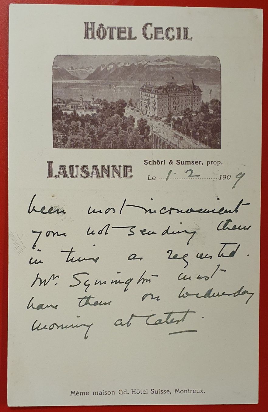 Ansichtskarten: Lausanne 1909 - Hotel Cecil – Gebraucht aus Kreuzlingen von Rschweiz1