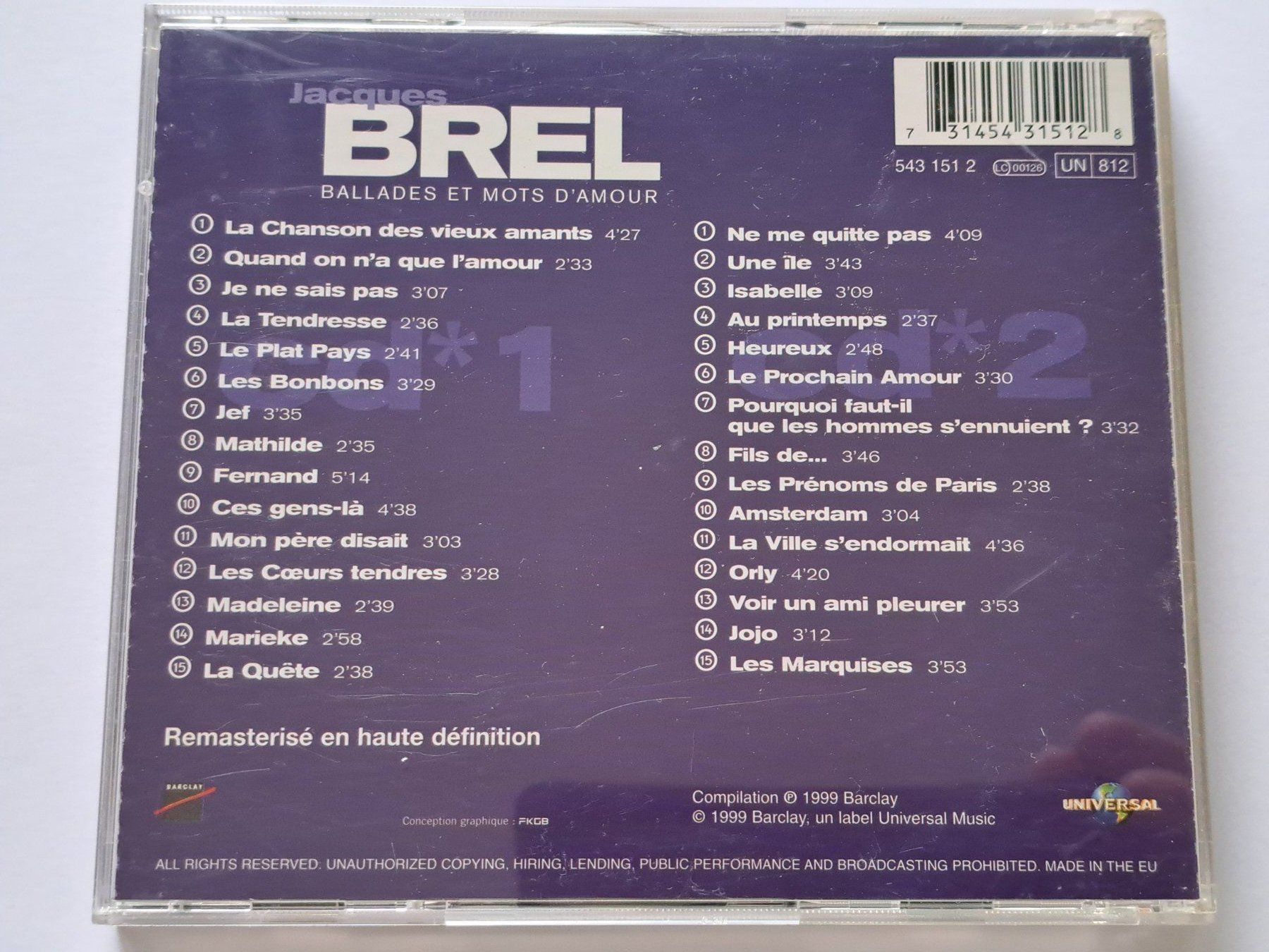 CD: Cd Jacques Brel - Ballades et Mots d'amour  – Usato da Pully venduto da bro_n52j 1