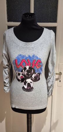 Love Moschino Shirt Gr. 3 Bulldoggen Print Grau meliert B...
