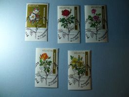 2002 Pro Juventute Rosen 364 - 368 ET Vollstempel mit Rand