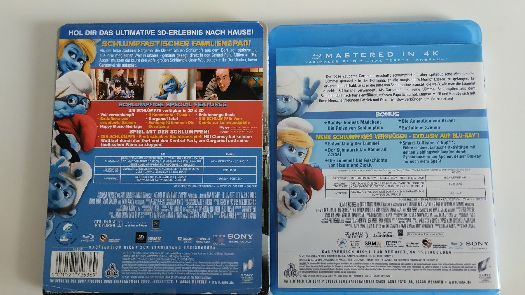 Tutti i DVDs: DIE SCHLÜMPFE 1+2 BLU-RAY/3D  LIM. FIGUREN EDITION – Usato da Basel venduto da Bal-Sagoth 3