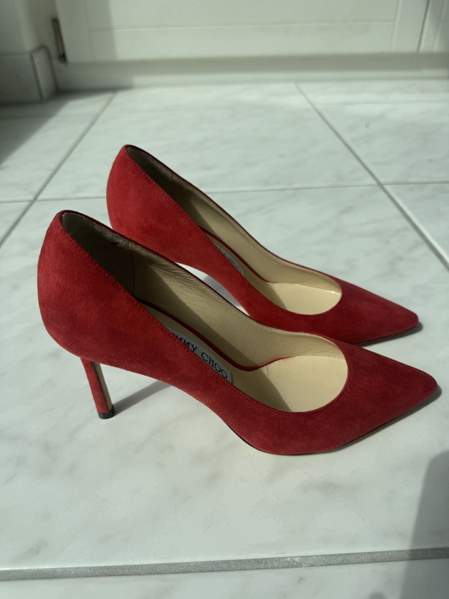 Jimmy Choo Scarpe da donna: Jimmy Choo Romy 85 Red Suede Pumps – Nuovo e nell'imballaggio originale da Uetikon am See venduto da sop_vw5x 1