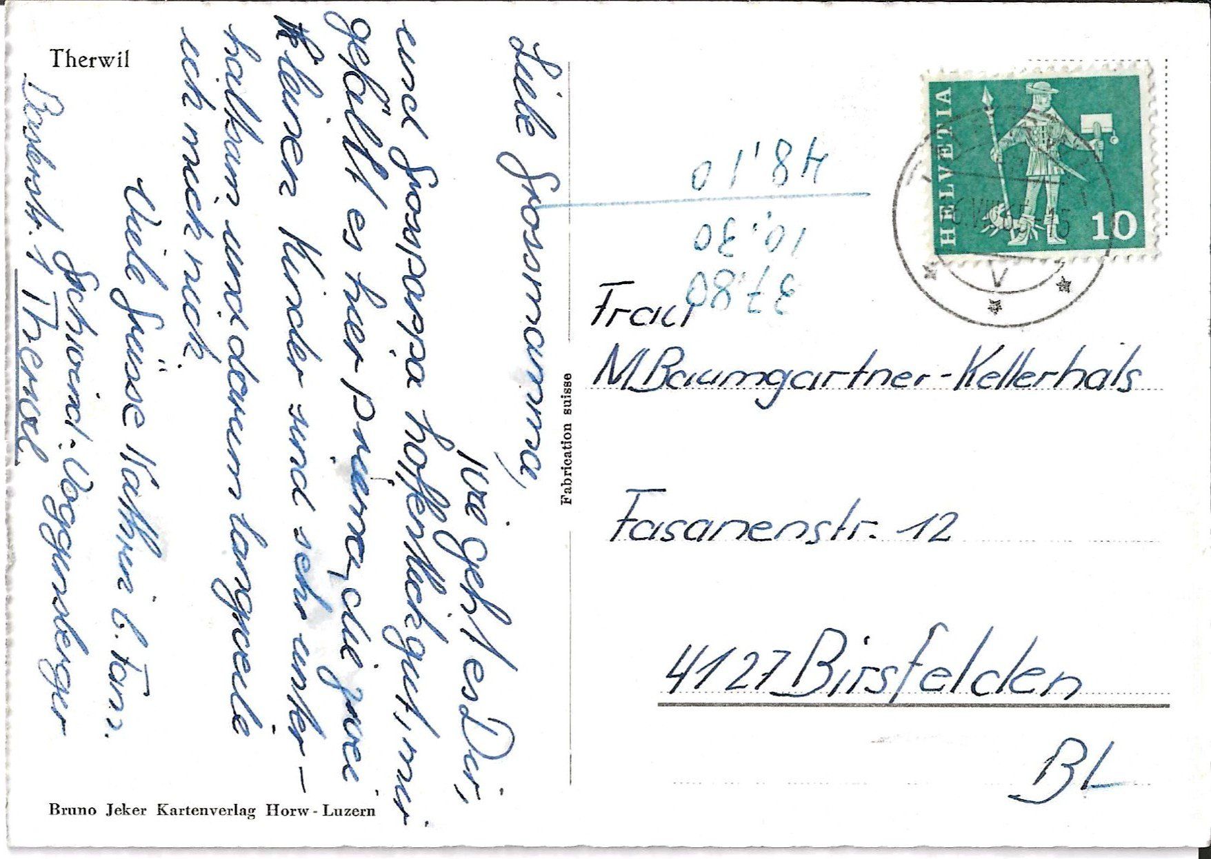 Ansichtskarten: Karte Therwil 1965 – Gebraucht aus Zürich von Philacat11 1