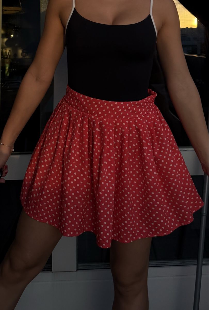 Mango Gonne: Mini skirt red with white dots - size S – Nuovo (secondo la descrizione) da Zürich venduto da eli_t8nw 1