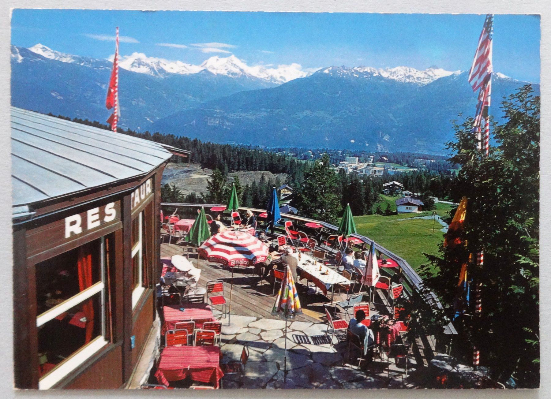 Ansichtskarten: Crans s/Sierre, Hôtel-Rest. de Plan-Moyen – Defekt aus Fétigny von Billy2miny