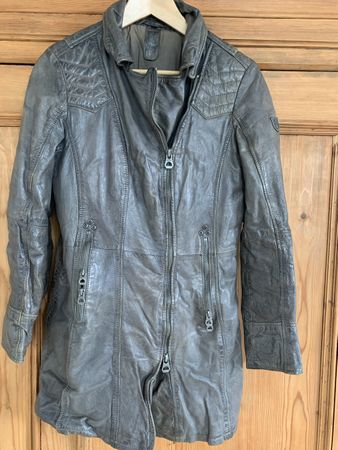 Übergangszeit: Ledermantel Taupe, Gr. M.