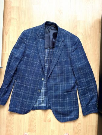 Herren Sakko Hugo Boss kariert Blau Grösse 52