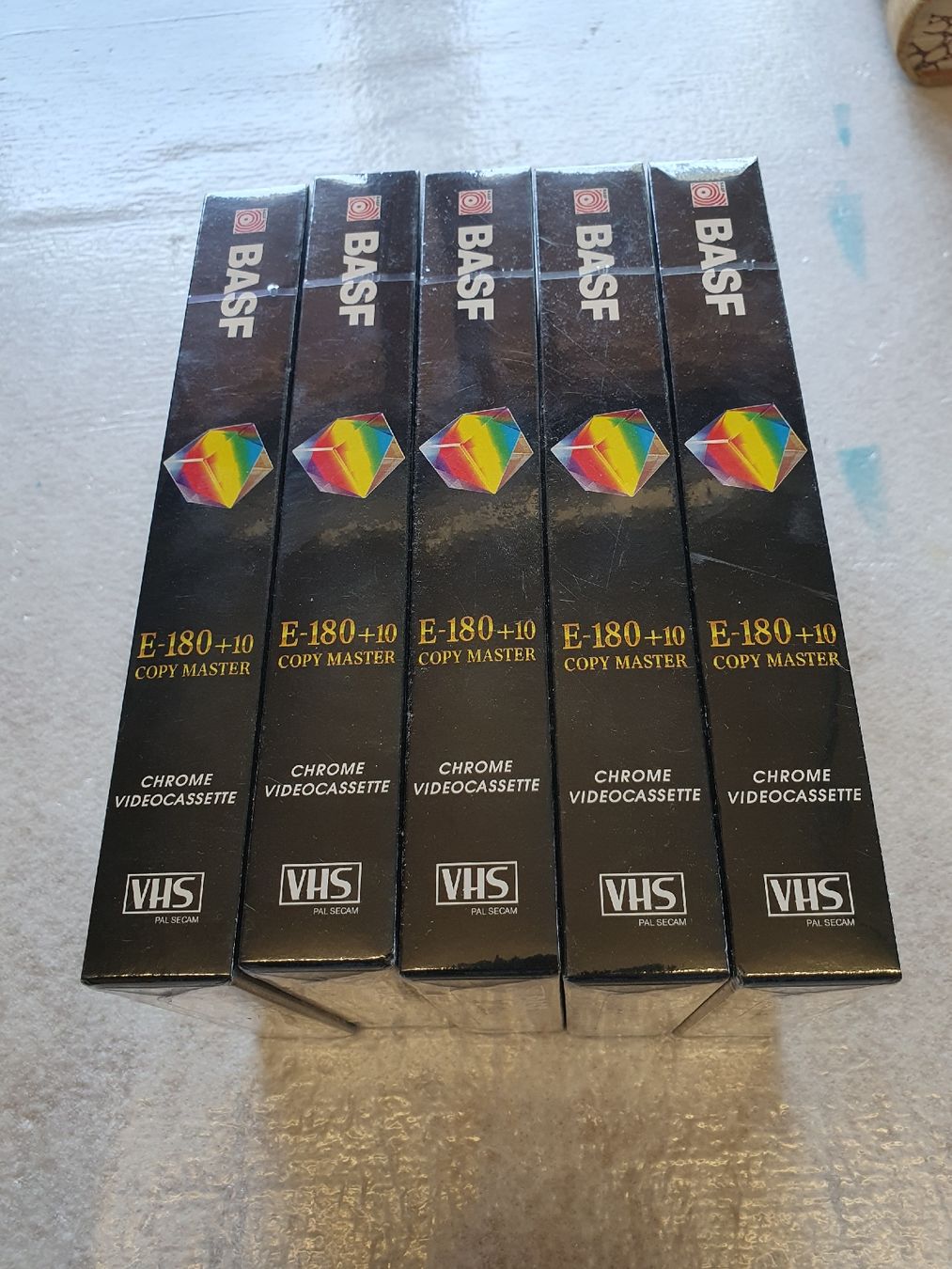 Cassette vuote: 5x BASF E-180+10 Copy Master VHS NEU OVP  – Nuovo e nell'imballaggio originale da Rüedisbach venduto da hanaku