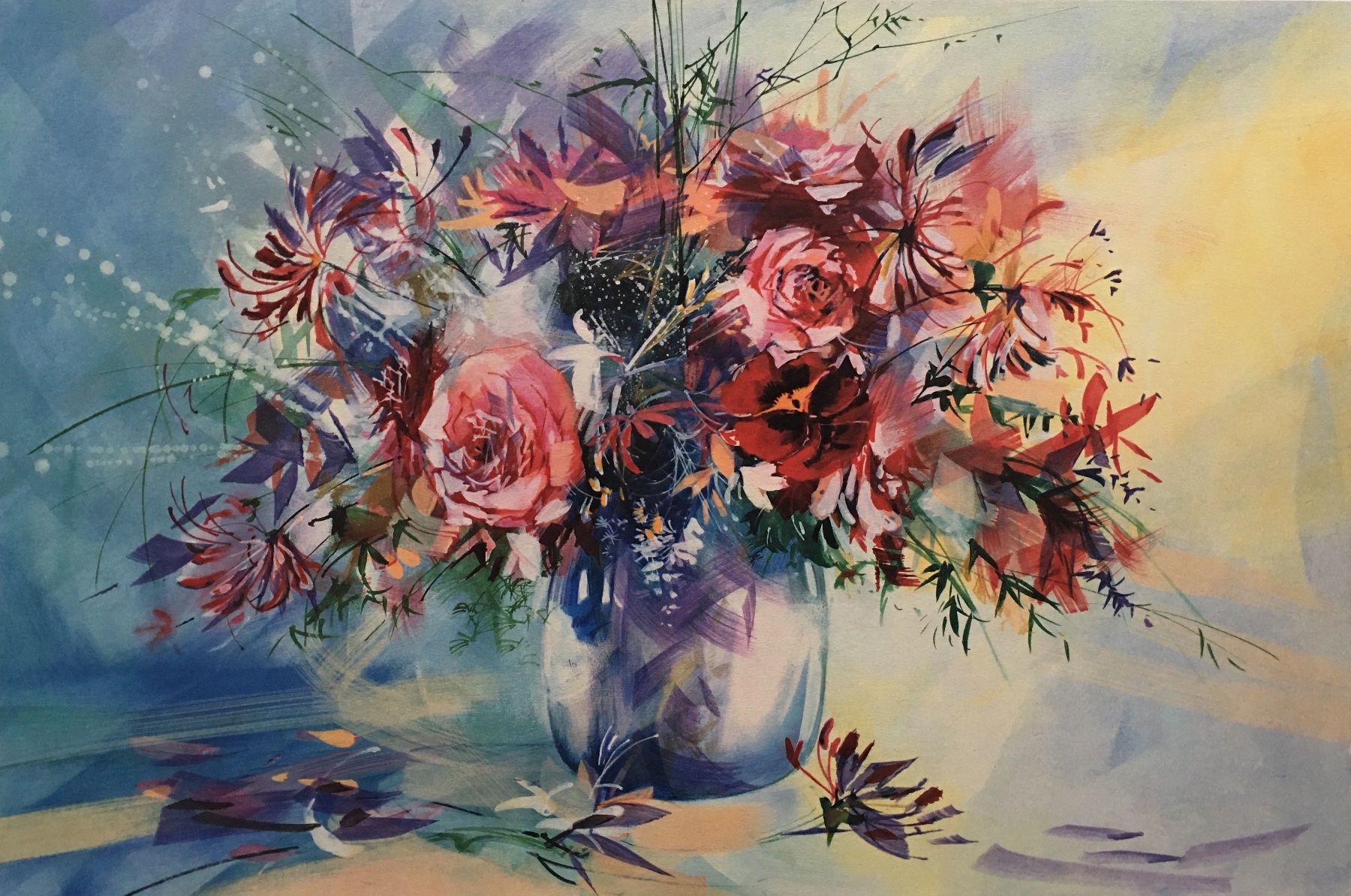 Grafica & Litografie: Roche  "Bouquet de Roses et Chèvrefeuille"  Farblithographie – Usato da Nennigkofen venduto da waltraub 3