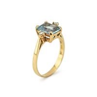Vintage-Solitärring aus 18-karätigem Gold mit blauem Topas