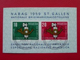 1959: W38 (Block) mit sauberen Halbmondstempeln: ST.GALLEN