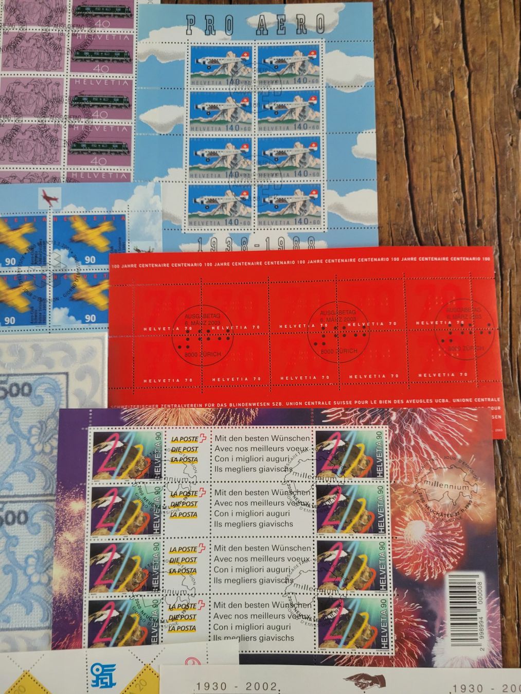 Tutti i francobolli: 21 Kleinbogen Schweiz, alle mit ET-Stempel, 1982-2003 – Usato da Nidau venduto da Polebloe 2