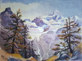 Aquarell Ferdinand Meyer-Streiff Saas Fee Allalinhorn VS