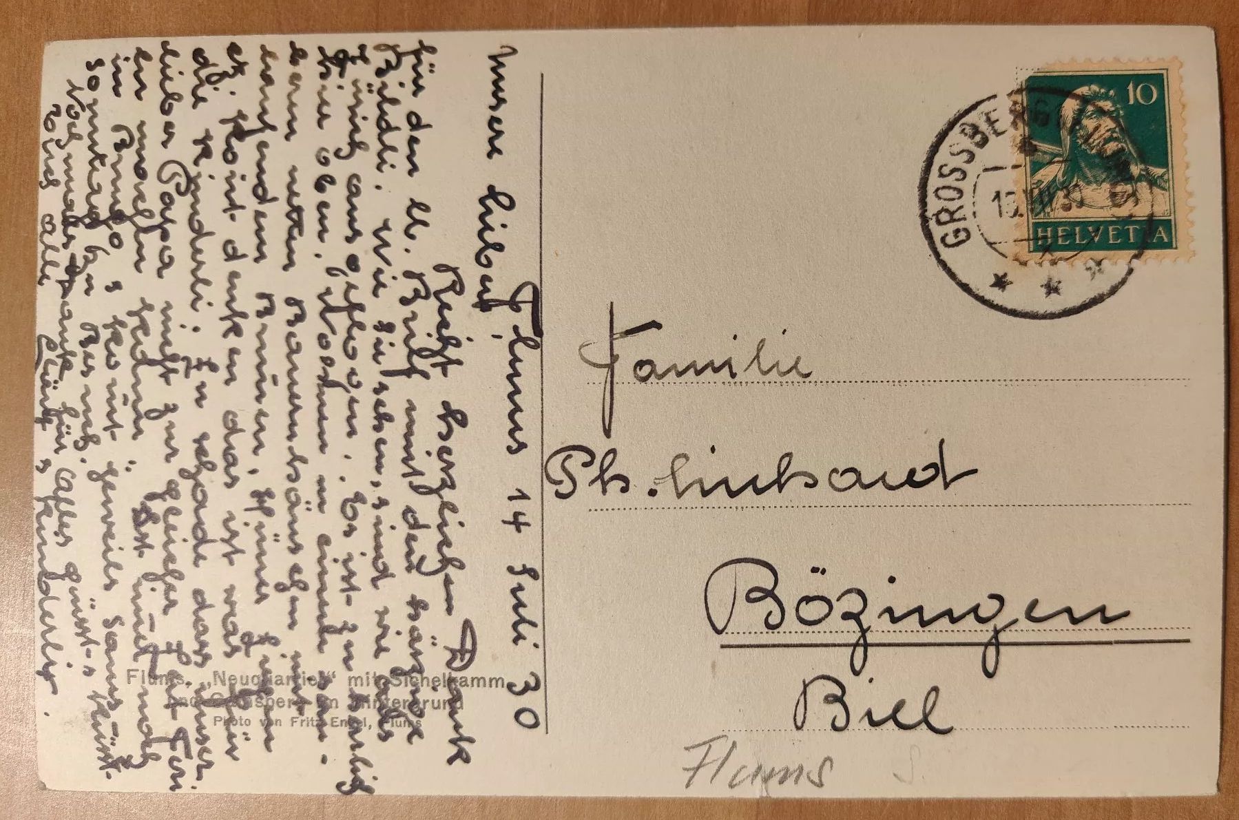 Ansichtskarten: Flums um 1930 – Gebraucht aus St. Erhard von Chaeferli6 1