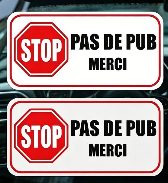 Sticker: "Stop, Pas de Pub" Stickers (2pcs) – Nuovo e nell'imballaggio originale da Cortaillod venduto da DailyFindsCH
