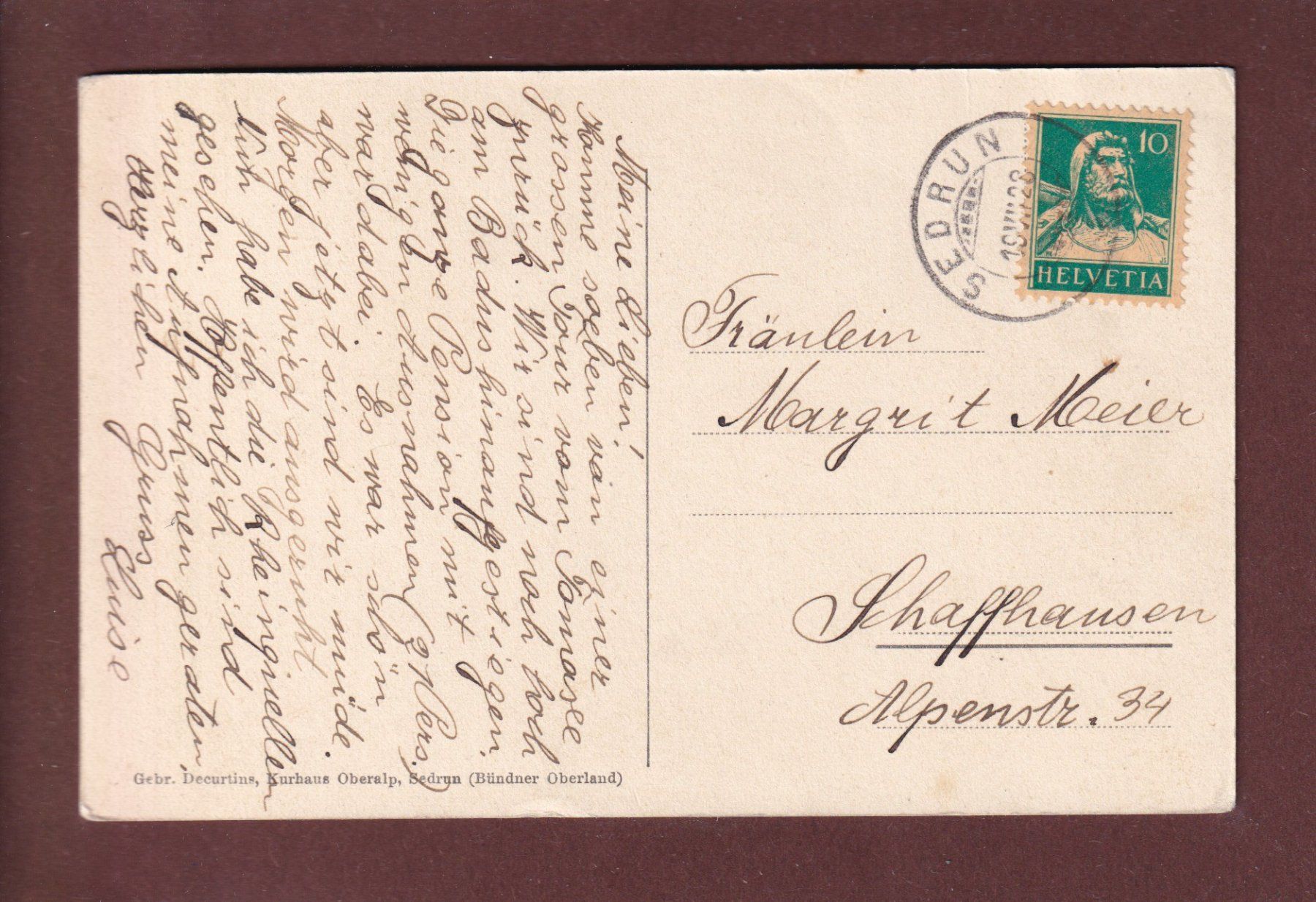 Cartoline postali: TOMASEE - Rheinquellen - 1928 – Usato da Pully venduto da nicecards 1