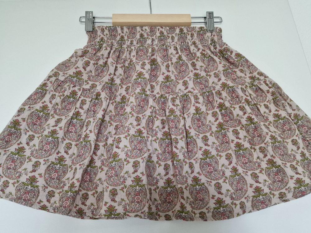 Jupe Longue Bohème à 3 Couches En Coton Floral - Taille Unique élastiquée (env. 96.5 Cm), Neuve
