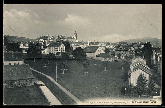 Cartoline postali: AK Wil, Teilansicht mit Kirchturm – Usato da Berlin venduto da bartko-reher