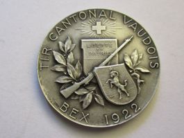 Médaille Tir Cantonal Vaudois Bex 1922 argent 0.900