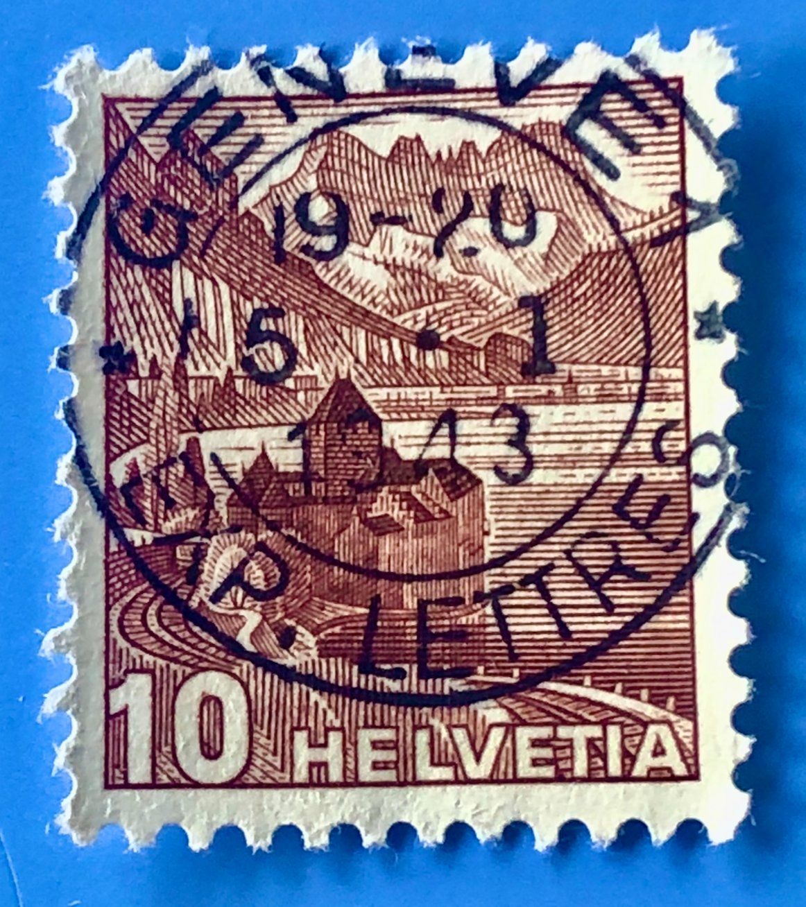 Tutti i francobolli: Landschaftsbilder Stempel  Geneve   – Usato da Aarau venduto da Billa007