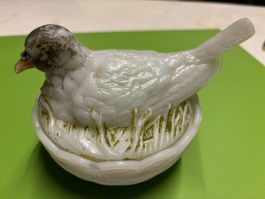 Vintage Glas Vogel Dose mit Deckel Deko Frühling 🐦🐦🐦