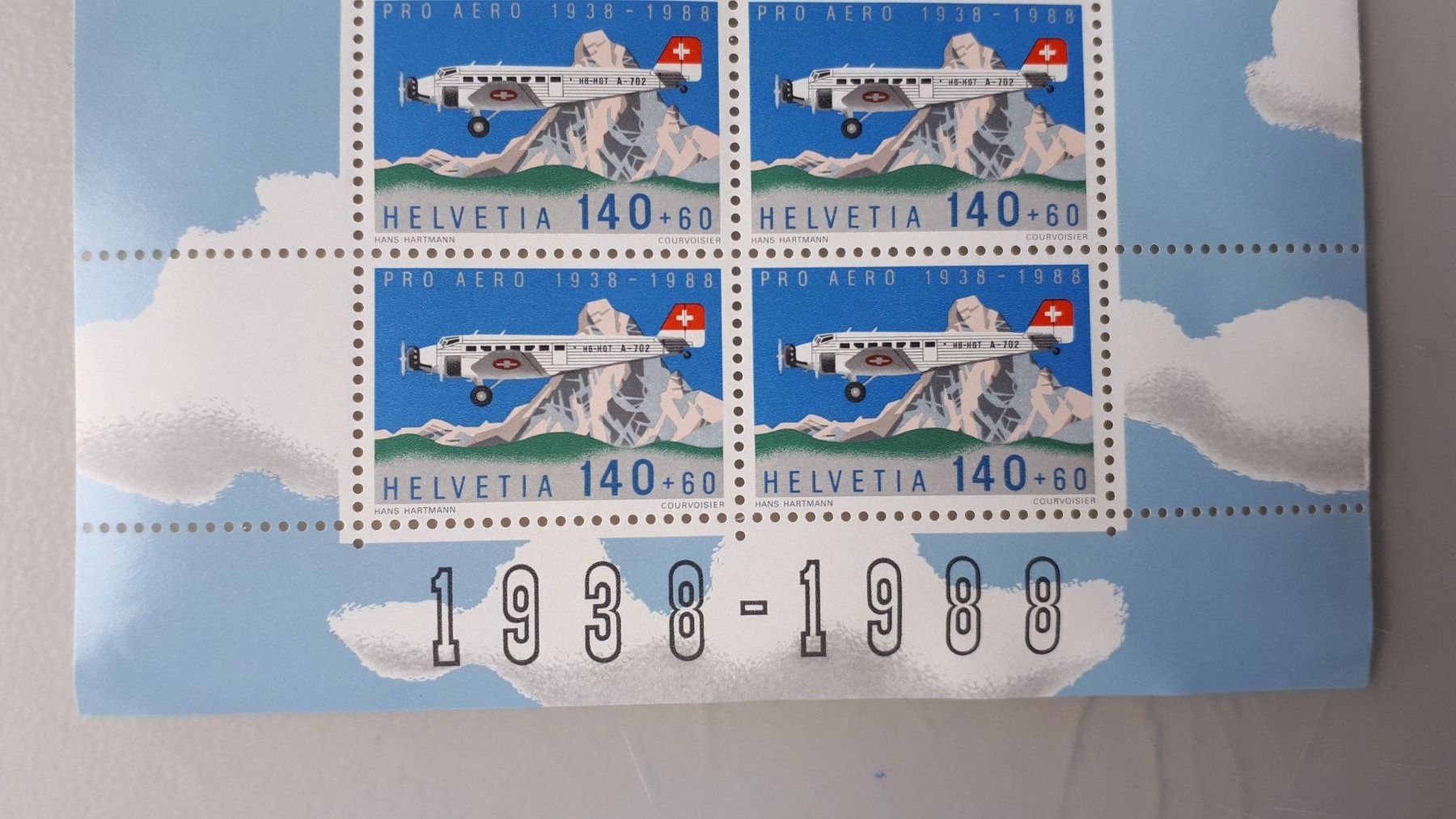 Tutti i francobolli: 1 Kleinbogen Pro Aero 1988 à 8 Marken, postfrisch. – Nuovo (secondo la descrizione) da Seewen SZ venduto da SuperpumaDisplayTeam 2