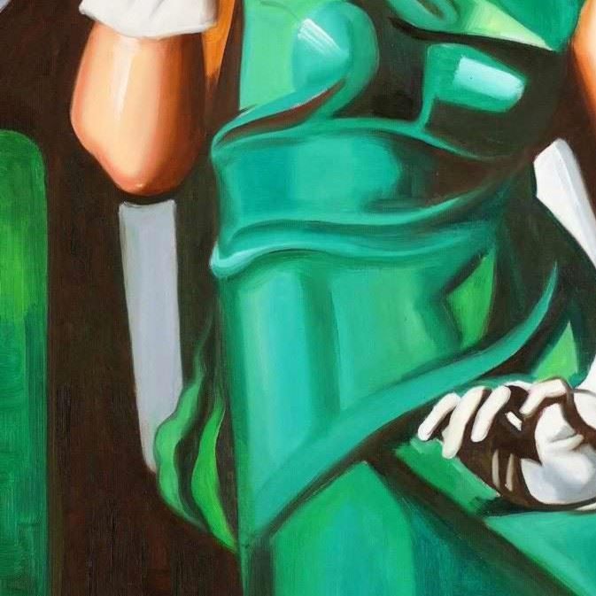 Reproduktionen & Neuware: Lempicka - Mädchen in Grün mit Handschuh – Neu (gemäss Beschreibung) aus Larnaca von KunstDepot24 2