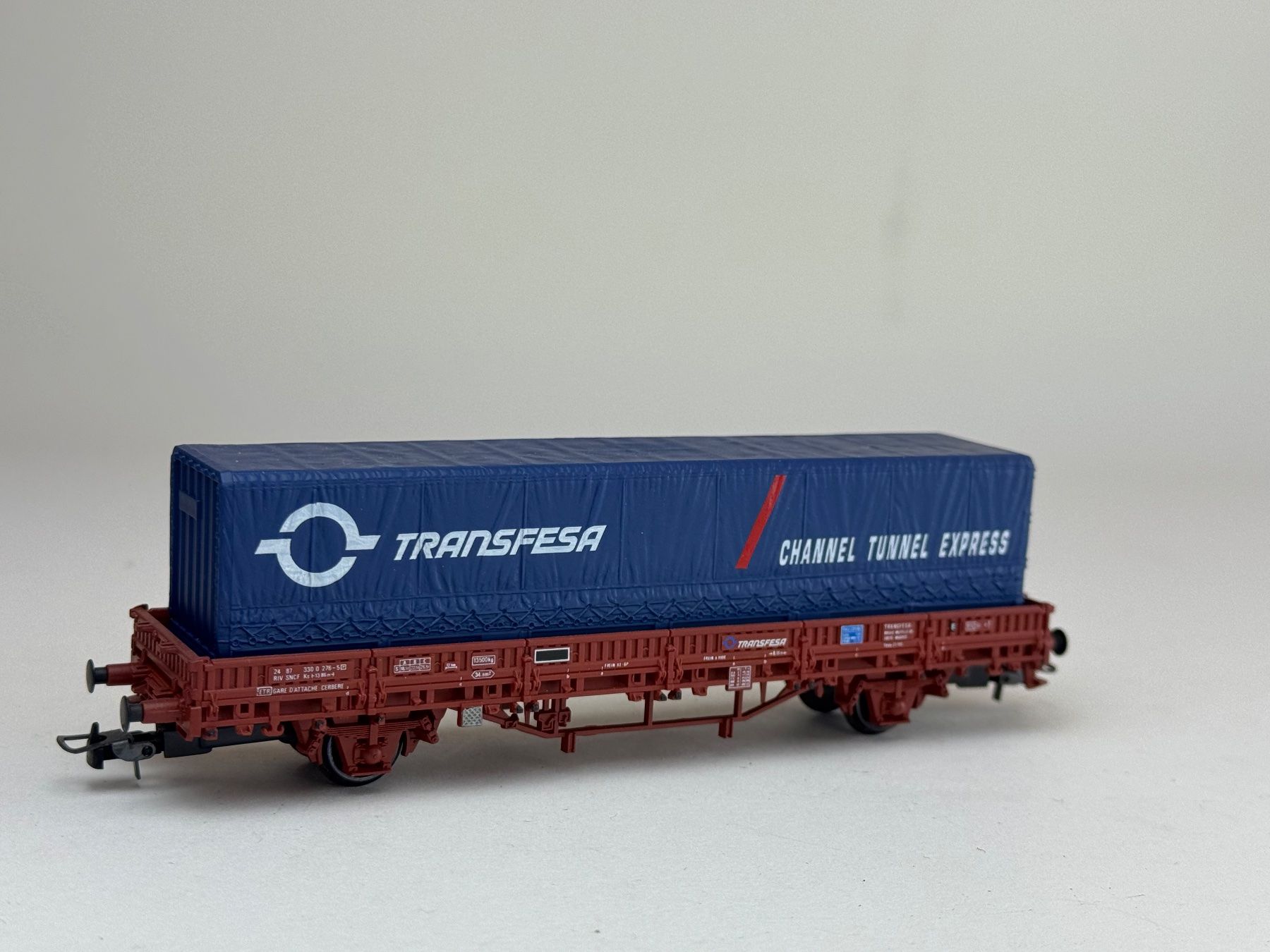 Modellini di ferrovie: HR- Elecotrotrain Flachwagen mit Wechselpritsche TransFeSa – Usato da Elm venduto da Wikmtz