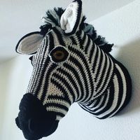 Zebrakopf Wandbehang für Kinderzimmer handgemacht H58 cm NEU