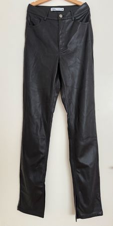Zara Faux Leather Trousers, Black, Size 34