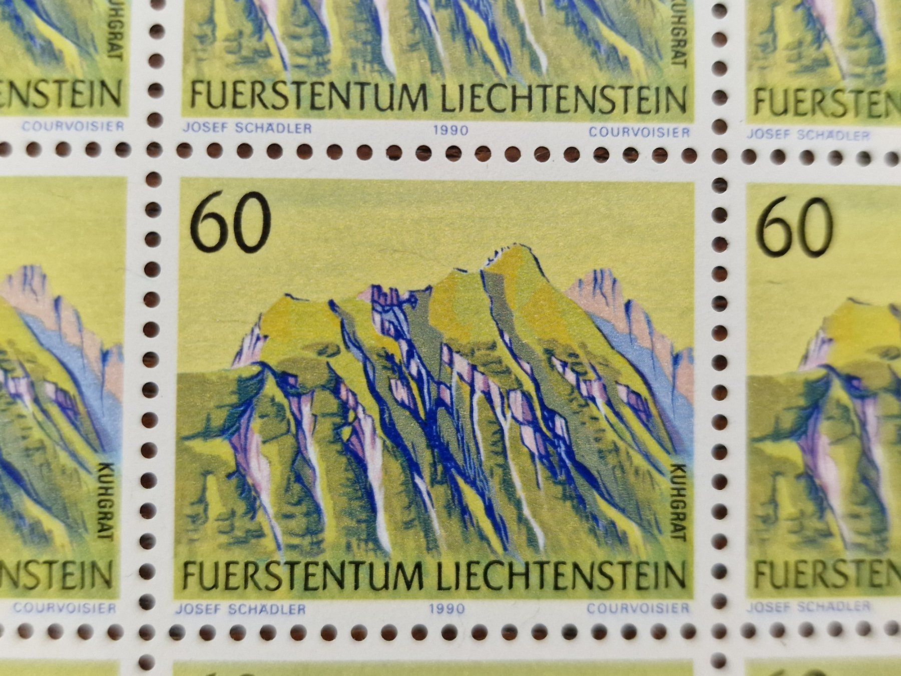 Alle Briefmarken: FL 1990 Serie Bogen "Berge -III" postfrisch – Gebraucht aus Aesch LU von briefmarken.uray 7