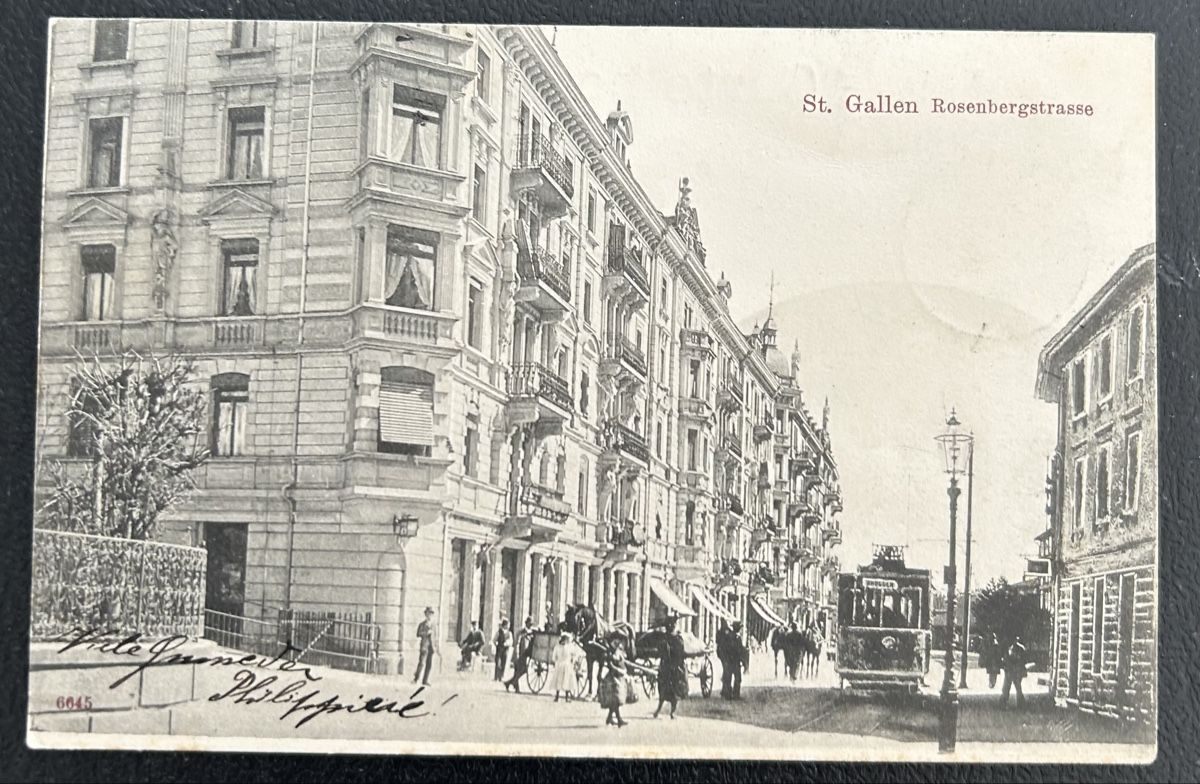 Ansichtskarten: St.Gallen Rosenbergstrasse  – Gebraucht aus Horw von Tellbub