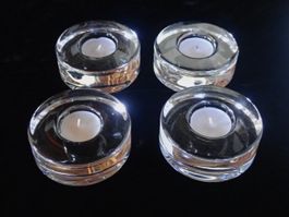 5 Orrefors Puck Teelichter Vintage Glas Design Kerzenständer