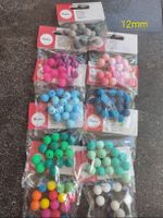 9Pack rund Silikonperlen 12mm, pro Pack 16Stk mix Neu