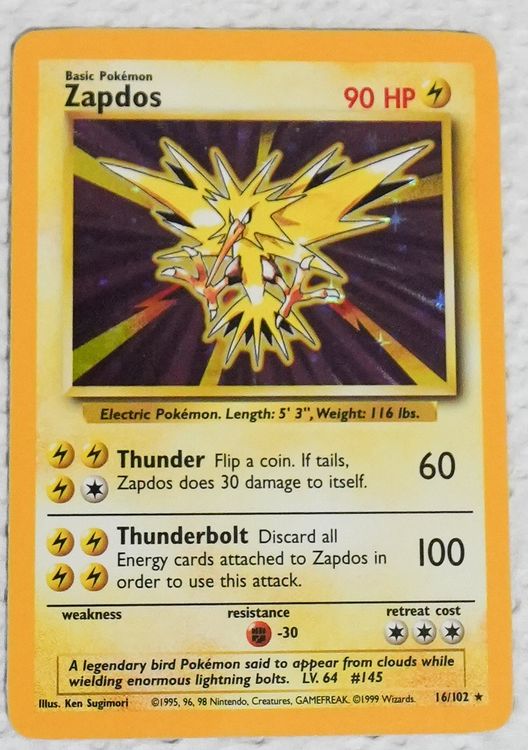Zapdos #16 Pokemon Base Set Holo EN TOP! (Gebraucht) in Altendorf für ...