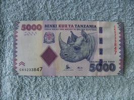 Tansania 5000 Schilling Banknote - Seltenes Sammlerstück!