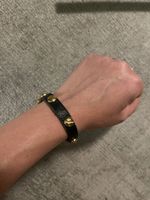 Marc Jacobs – Bracciale in pelle nera con borchie dorate